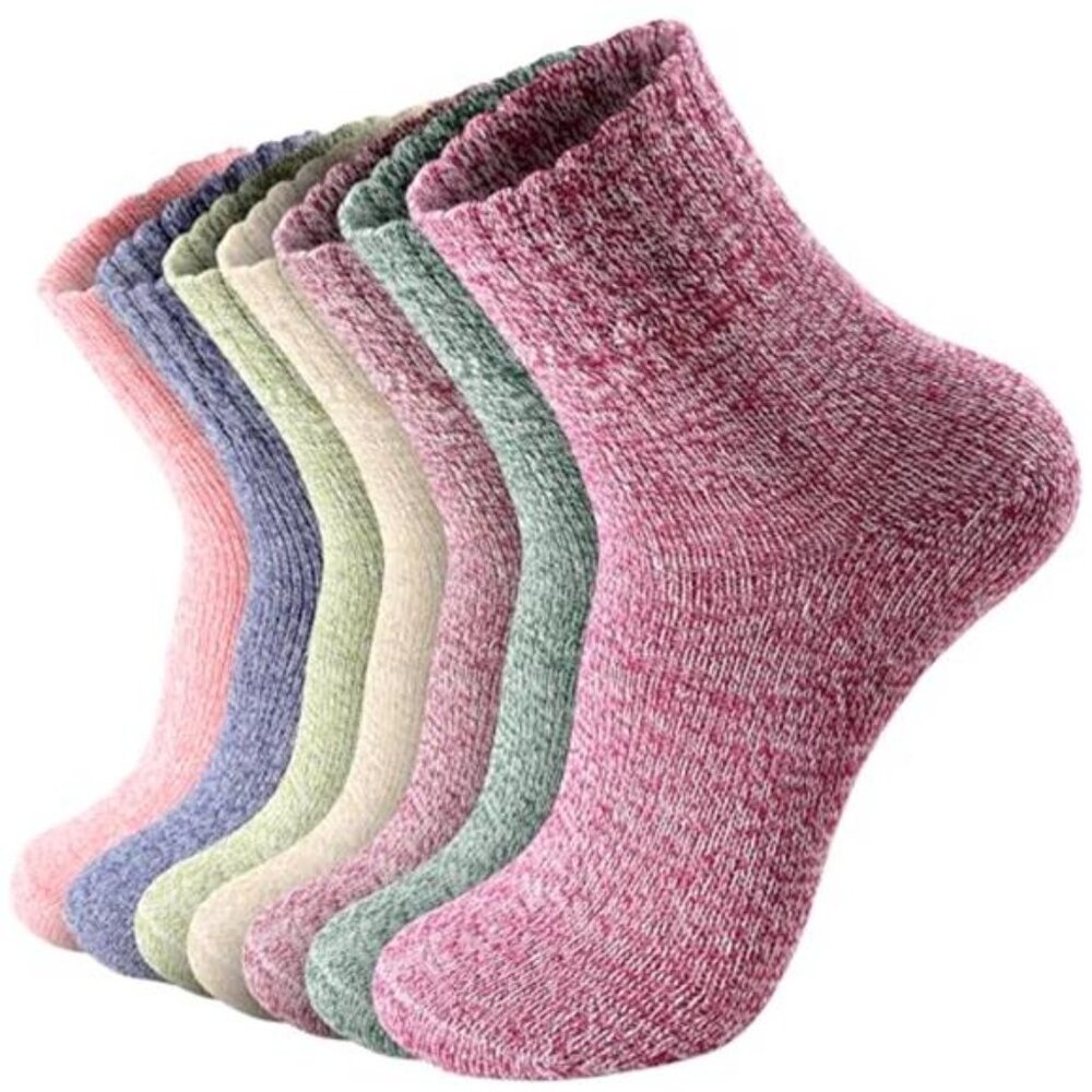 Womens Wool Socks Winter Warm Cozy Knit Thick Soft Cabin Socks 7 Pack Gift
